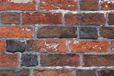 Yüzeyi yakından eski tuğla duvarlar yıpranmış