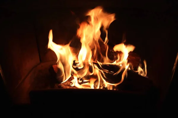 Piękny Hot Ogień Kominku — Zdjęcie stockowe