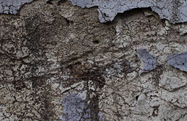 Yüksek çözünürlükte yaşlı yıpranmış çimento duvarlarında çatlaklar yakın çekim