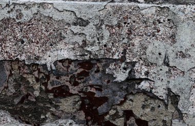 Yüksek çözünürlükte yaşlı yıpranmış çimento duvarlarında çatlaklar yakın çekim