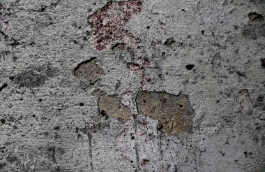 Yüksek çözünürlükte yaşlı yıpranmış çimento duvarlarında çatlaklar yakın çekim