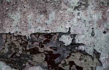 Yüksek çözünürlükte yaşlı yıpranmış çimento duvarlarında çatlaklar yakın çekim