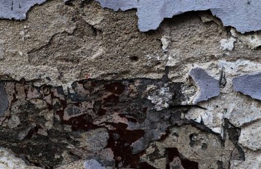 Yüksek çözünürlükte yaşlı yıpranmış çimento duvarlarında çatlaklar yakın çekim