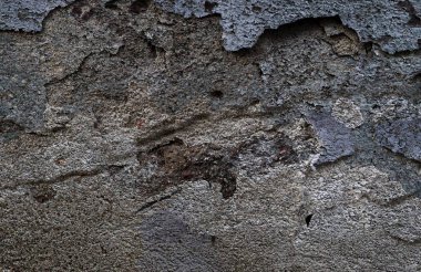 Yüksek çözünürlükte yaşlı yıpranmış çimento duvarlarında çatlaklar yakın çekim