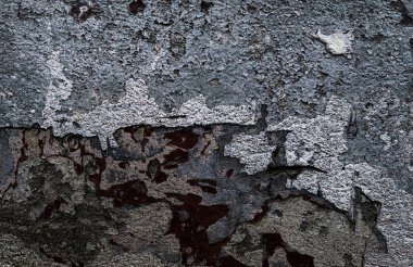 Yüksek çözünürlükte yaşlı yıpranmış çimento duvarlarında çatlaklar yakın çekim