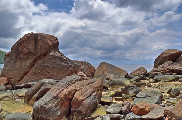 Beaux Rochers Sur Les Plages Paradis Tropical Île Seychelles — Photo