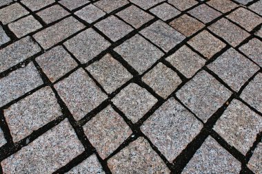 Farklı bir bakış açısı görünümü Kuzey Almanya sokaklarında çekilen kaldırım taşı döşeli zemin yüzeylerde kadar kapatın