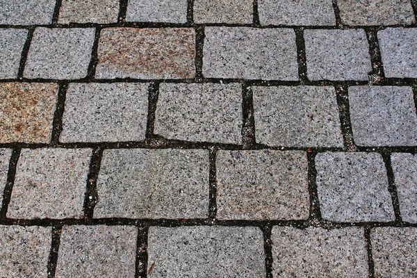 Close up view of different perspective on cobblestone ground surfaces taken on northern germany streets