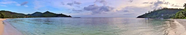 Atemberaubendes Hochauflösendes Strandpanorama Auf Den Paradiesinseln Der Seychellen — Stockfoto