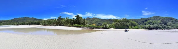 Дивовижна Пляжна Панорама Високою Роздільною Здатністю Зроблена Райських Островах Сейшельські — стокове фото