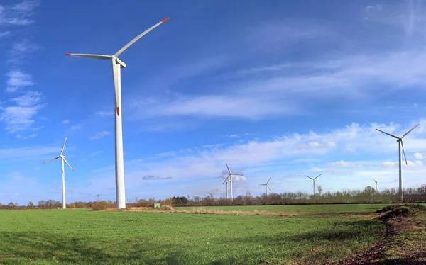 Panorama Větrných Mlýnů Alternativním Energetickém Větrském Parku Severním Německu — Stock fotografie