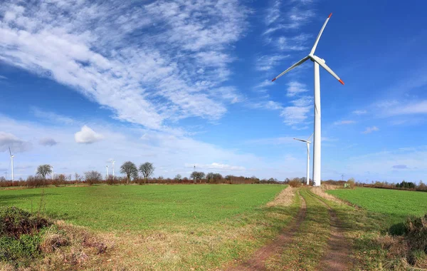 Panorama Větrných Mlýnů Alternativním Energetickém Větrském Parku Severním Německu — Stock fotografie
