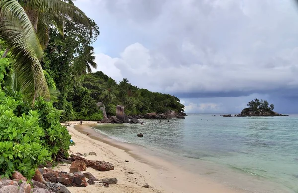 Belle Spiagge Bianche Sulle Isole Paradisiache Seychelles Fotografate Una Giornata — Foto Stock
