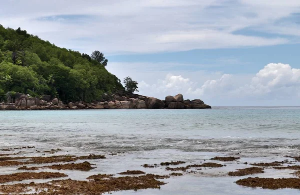 Belle Spiagge Bianche Sulle Isole Paradisiache Seychelles Fotografate Una Giornata — Foto Stock