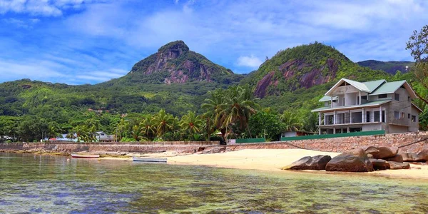 Belles Impressions Paysage Tropical Sur Les Îles Seychelles — Photo