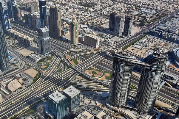 Légi Kilátás Nyílik Város Központjában Dubai Egy Napsütéses Napon — Stock Fotó