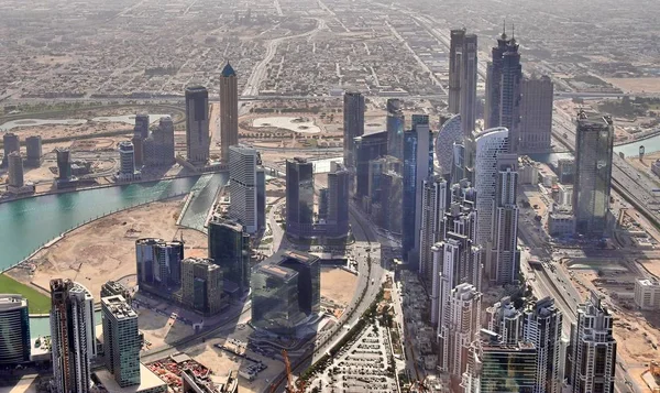 Vista Aérea Sobre Centro Ciudad Dubai Día Soleado — Foto de Stock