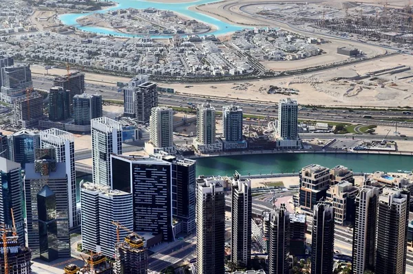 Vista Aérea Sobre Centro Ciudad Dubai Día Soleado —  Fotos de Stock