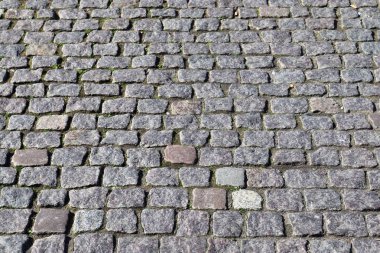 Arnavut kaldırımlı cadde ve kaldırımların farklı bakış açılarıyla ilgili detaylı yakın görüşleri