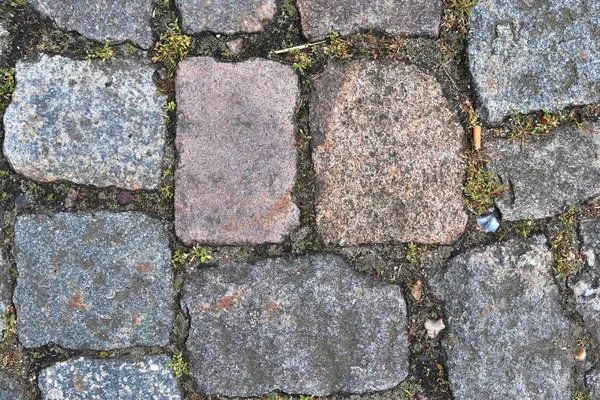 Detaljerad Nära Utsikt Över Kullerstensgator Och Trottoarer Olika Perspektiv — Stockfoto