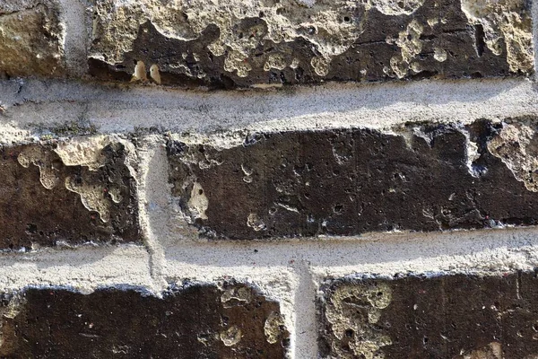 Részletes Közelről Színes Éves Viharzott Brickwall Nagy Felbontású — Stock Fotó