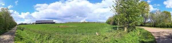 Stunning High Resolution Panorama Northern German Agricultural Landscape Sunny Day — Stock Photo, Image