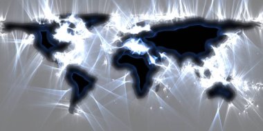 Kirlian enerji fotoğrafçılığı kullanarak dünya haritasının çarpıcı vivisualization