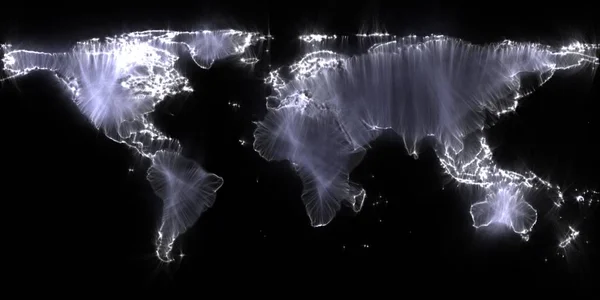Потрясающая Визуализация Карты Мира Использованием Кирлианской Фотографии Энергии — стоковое фото