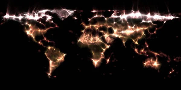 Потрясающая Визуализация Карты Мира Использованием Кирлианской Фотографии Энергии — стоковое фото
