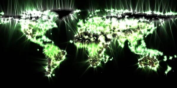 Kirlian Enerji Fotoğrafçılığı Kullanarak Dünya Haritasının Çarpıcı Vivisualization — Stok fotoğraf