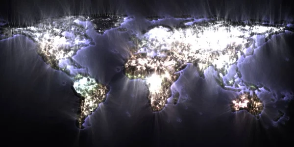 Stunning Vivisualization World Map Using Kirlian Energy Photography — Stock Photo, Image