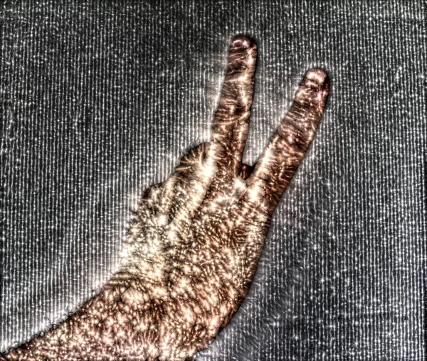 Kirlian Fotografia Aura Coronal Uma Mão Humana Masculina Mostrando Uma — Fotografia de Stock