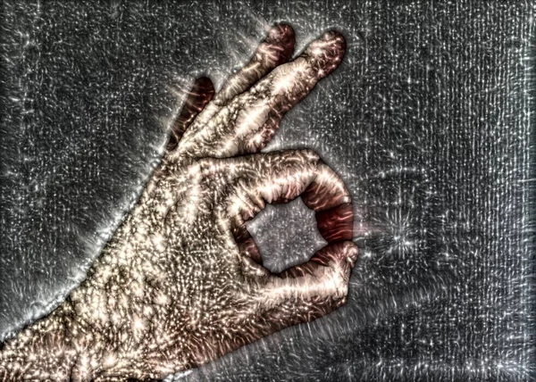 美しい輝くエネルギーを示す男性の手のキリアンコロナオーラ写真 — ストック写真