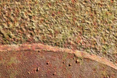 Yüksek çözünürlüklü paslı metal ve çeliğin detaylı yüzeyi.