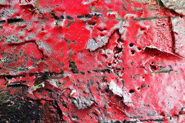 Yıpranmış beton duvarlarda renkli peeling püskürtülür boya ayrıntılı yakın yüzey