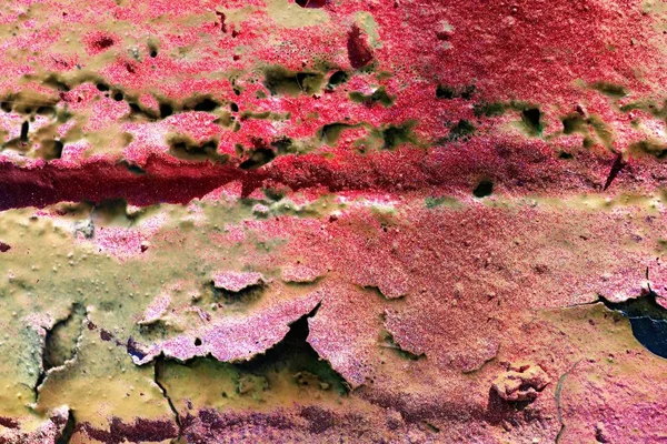 Superfície Close Detalhada Tinta Pulverizada Descascamento Colorido Paredes Concreto Resistido — Fotografia de Stock
