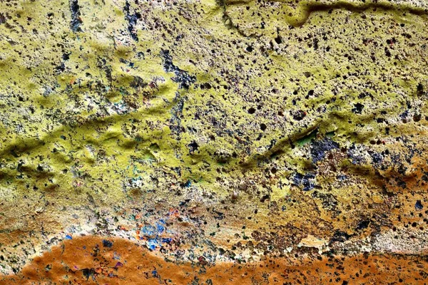 Szczegółowa Bliska Powierzchnia Kolorowego Peelingu Natryskiwana Farbą Ścianach Betonowych — Zdjęcie stockowe