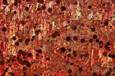 Kahverengi ve beyaz paslı metal yüzeylerin yüksek çözünürlükte detaylı yakın dokusu