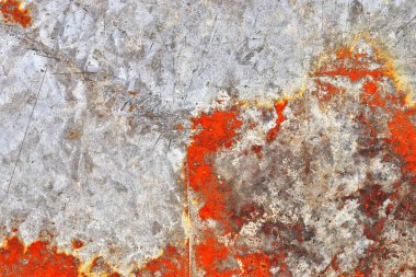 Kahverengi ve beyaz paslı metal yüzeylerin yüksek çözünürlükte detaylı yakın dokusu