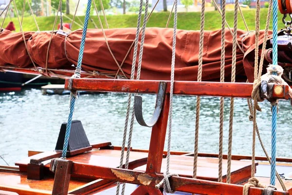 Gamla Segelfartyget Mast Och Rep Hamnen Kiel Solig Dag — Stockfoto