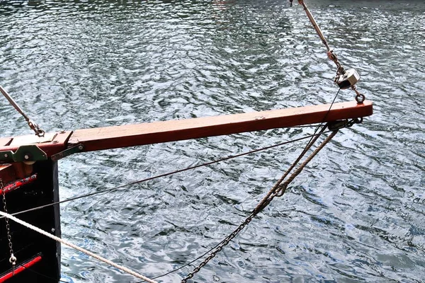 Oud Zeilschip Mast Touw Haven Van Kiel Een Zonnige Dag — Stockfoto