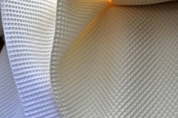 Close Superfície Tecidos Coloridos Pano Têxteis Ser Dobrado Pendurar Alta — Fotografia de Stock