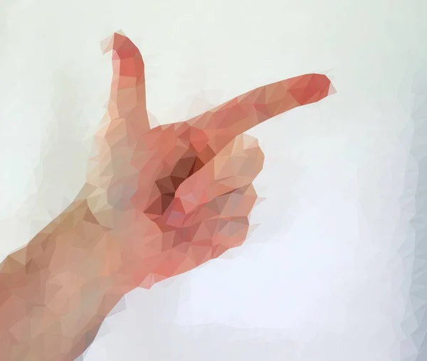 Mannelijke Menselijke Gepolygoniseerde Hand Toont Verschillende Gebaren Tekenen Symbolen — Stockfoto