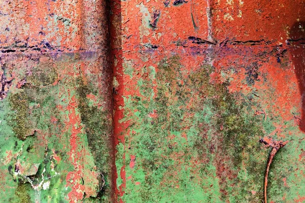 Vista Detalhada Perto Sobre Pintura Descascamento Colorido Paredes Concreto Envelhecidas — Fotografia de Stock