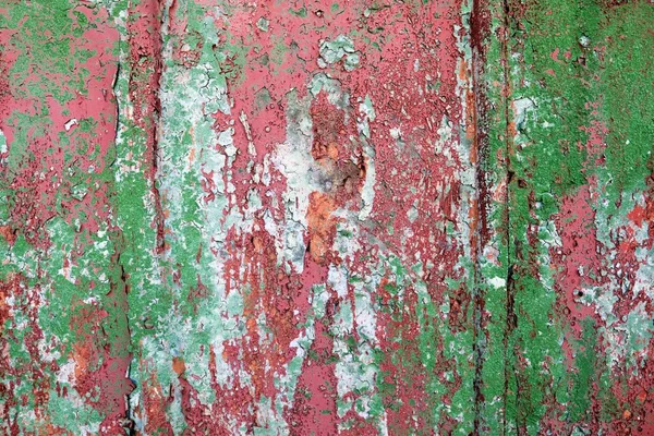Vue Rapprochée Détaillée Sur Peinture Peeling Colorée Sur Les Murs — Photo