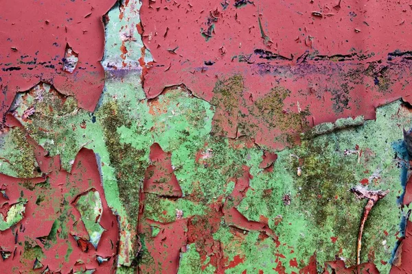 Vue Rapprochée Détaillée Sur Peinture Peeling Colorée Sur Les Murs — Photo