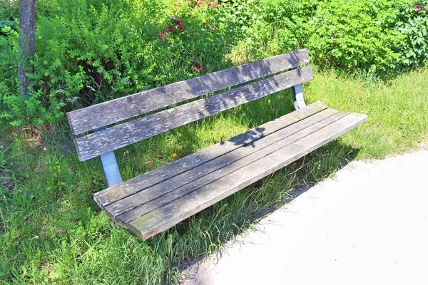 Lonely Wooden Benches Silent Places Taken All Northern Europe — Stock Photo, Image