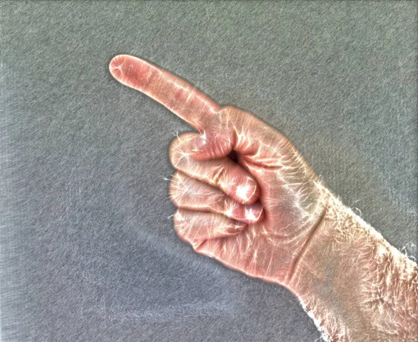 Kirlian Aura Fotografia Uma Mão Humana Brilhante Masculino Mostrando Símbolos — Fotografia de Stock