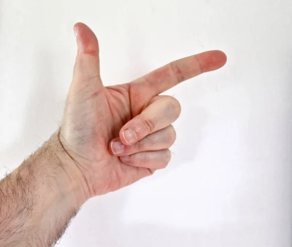 Αρσενικό Ανθρώπινο Χέρι Που Δείχνει Διαφορετικές Χειρονομίες Και Σύμβολα — Φωτογραφία Αρχείου