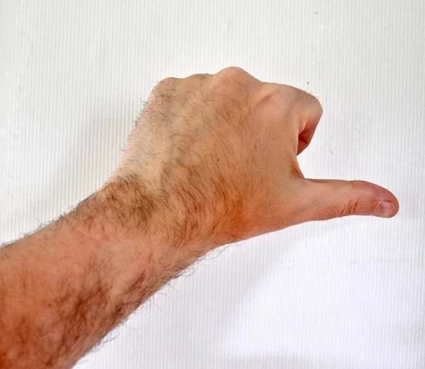 Tangan Manusia Jantan Menunjukkan Gerak Tubuh Dan Simbol Yang Berbeda — Stok Foto